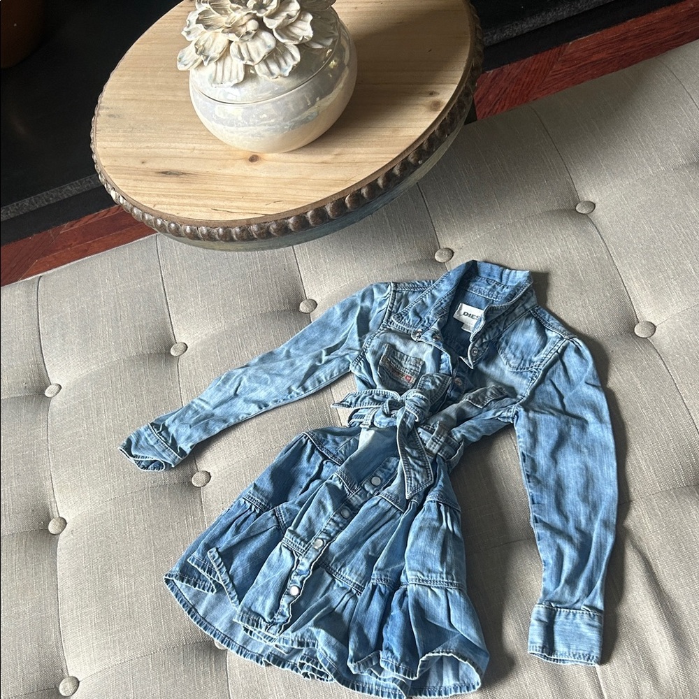 Diesel Baby Light-wash Denim LS Belted Dress 2012 Size 24 Months